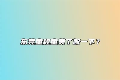 东莞童程童美了解一下？ 